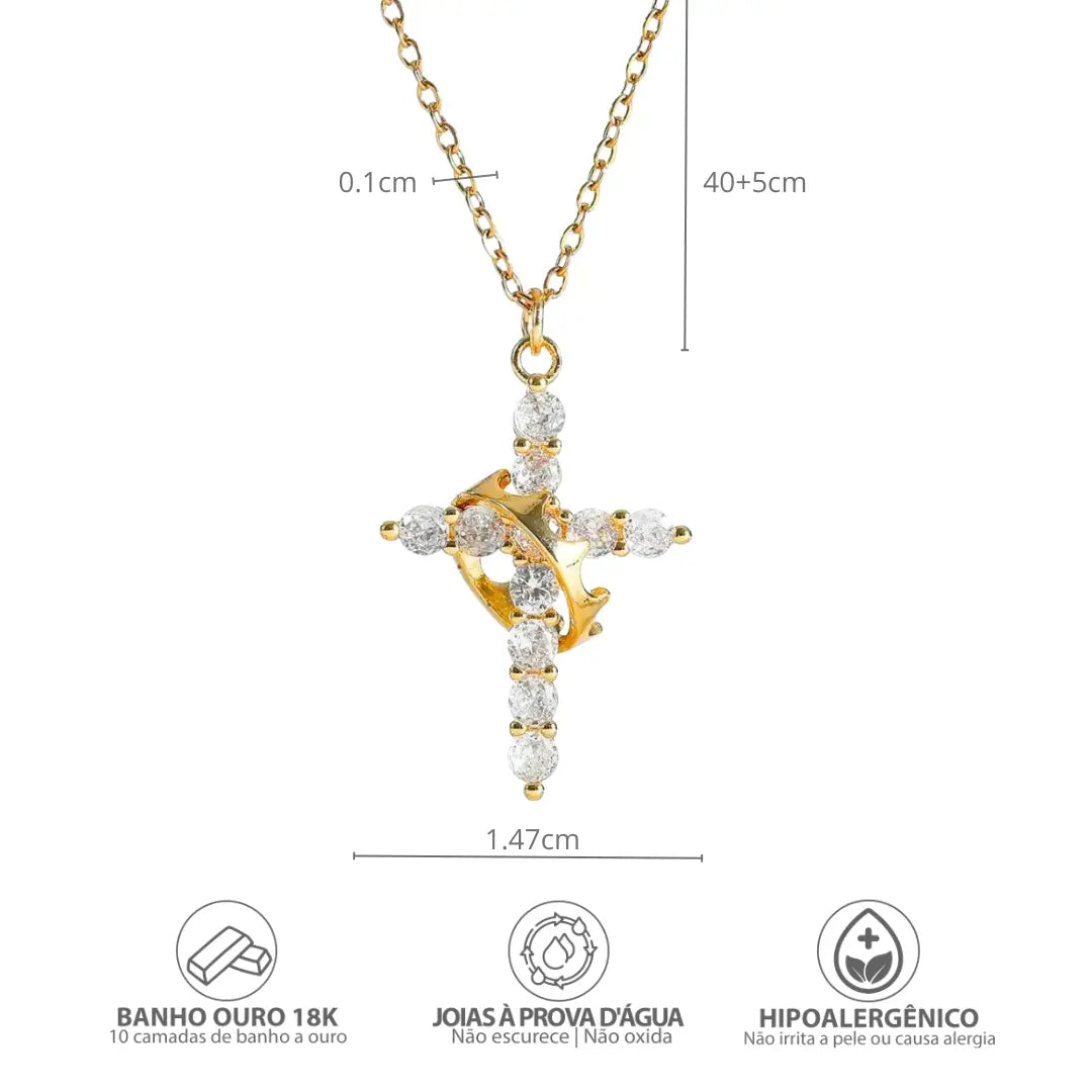 Minha Filha - Colar Cruz do Rei Anti-Stress Banhado a Ouro 18k AgoraFacilita