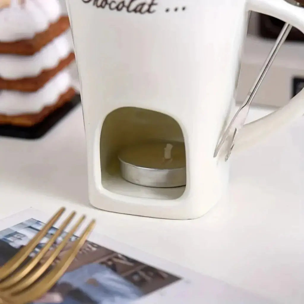 Mini Fondue Porcelana Caneca Casal Com 1 Garfo AgoraFacilita