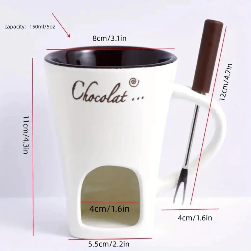Mini Fondue Porcelana Caneca Casal Com 1 Garfo AgoraFacilita