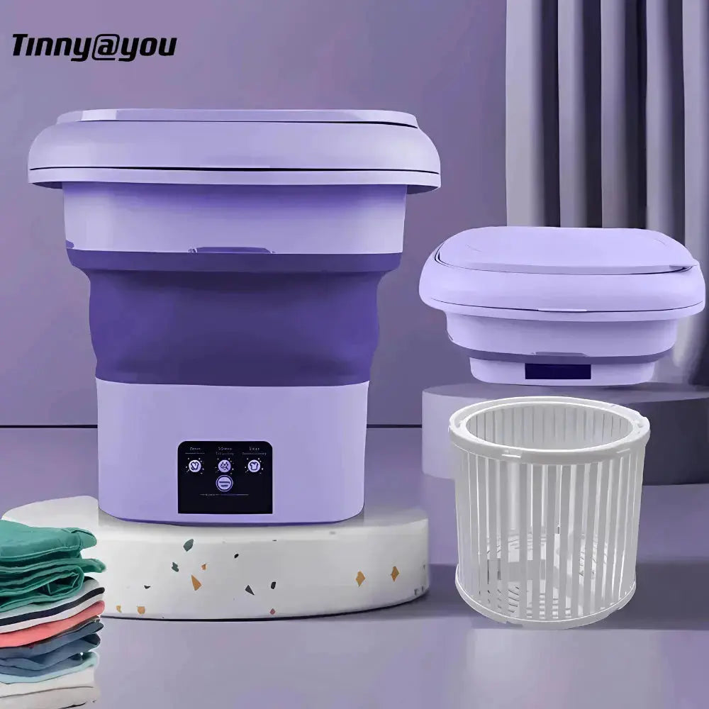 Mini máquina de lavar roupa dobrável portátil moderna automática roupa viagem bivolt TINNY YOU AgoraFacilita
