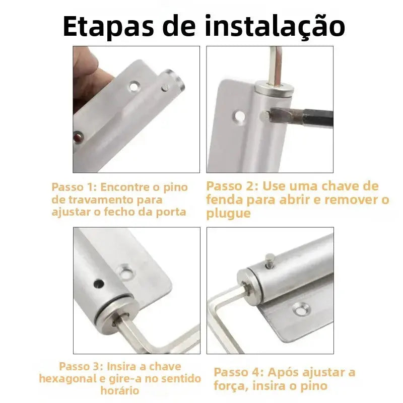 Mola Aço Inoxidável Fechamento Automatico de Porta Silencioso Ajustávecom Ate 25kg AgoraFacilita