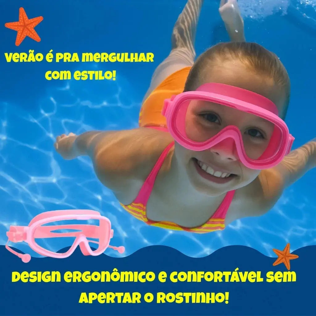 Óculos De Natação Infantil Com Protetor Auricular Menino Menina Proteção Uv Antiembaçante AgoraFacilita