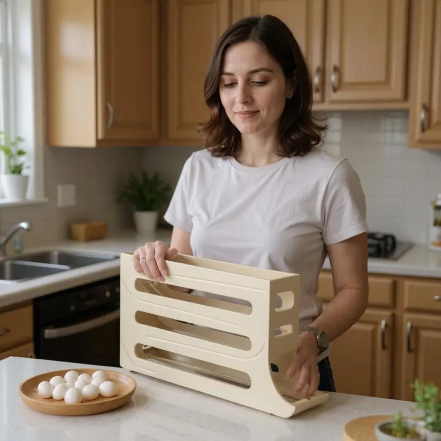 Ovolar - Organizador de Ovos com Rolagem Automática - Entrega Grátis Tia Malu