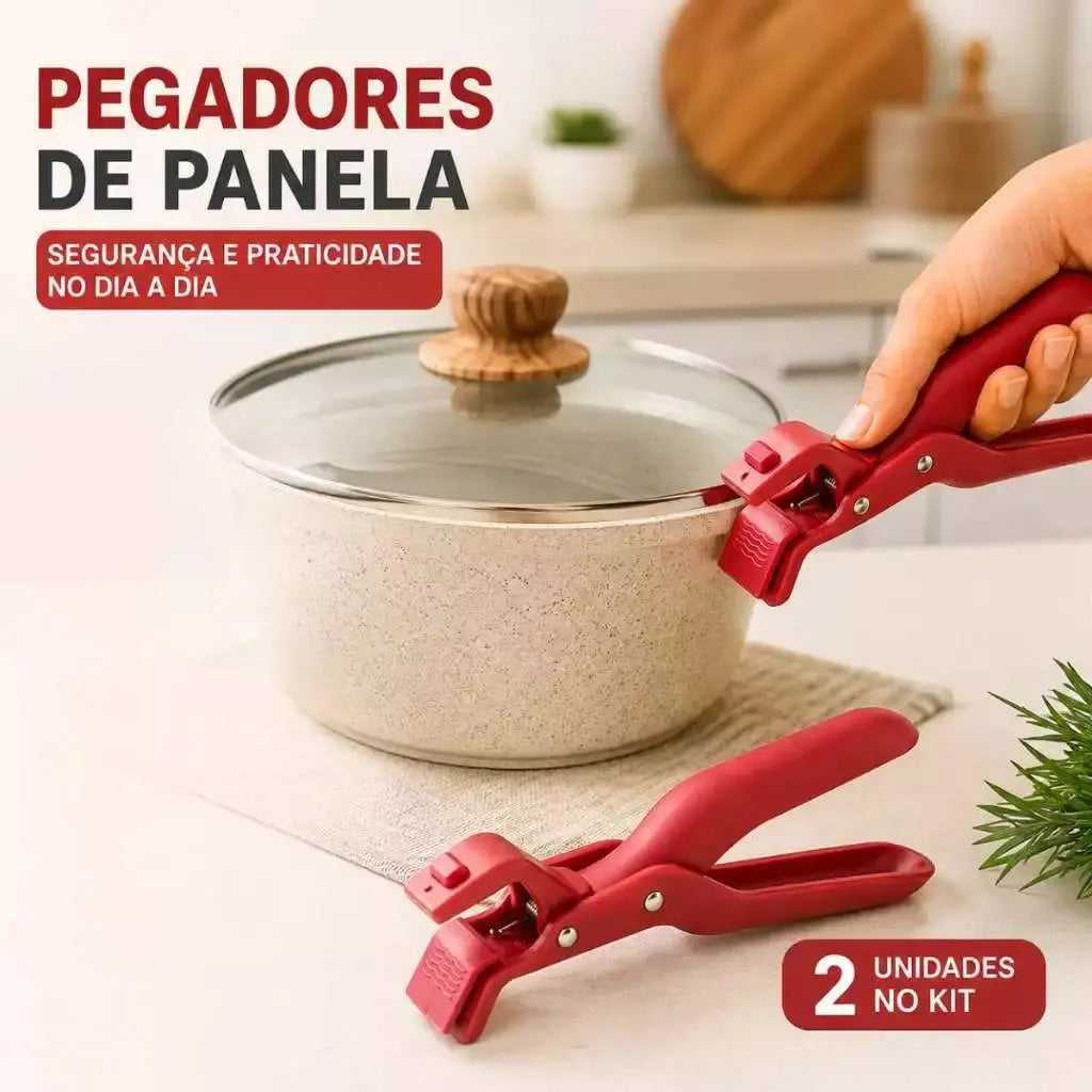 Pegador De Panela Quente travessa Pinça Multiuso Silicone 2un Utensilio de Cozinha AgoraFacilita