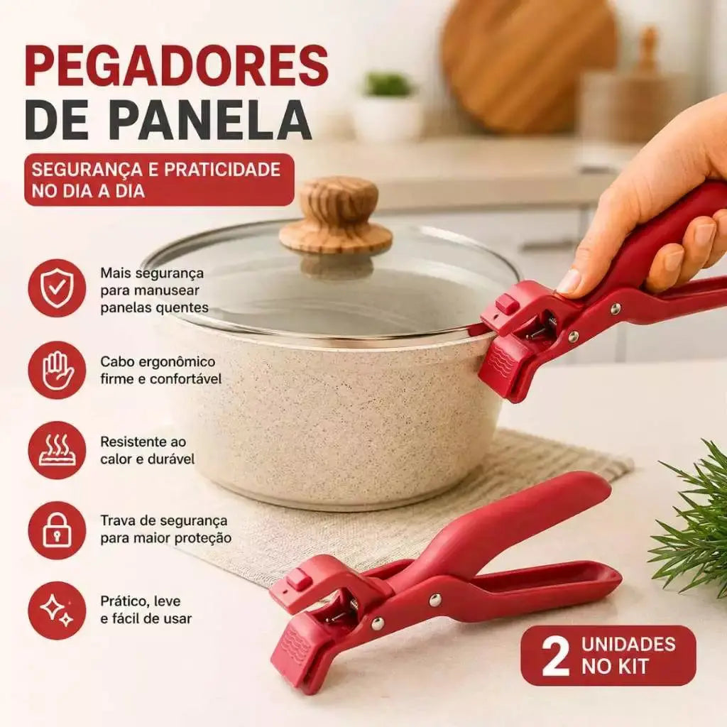 Pegador De Panela Quente travessa Pinça Multiuso Silicone 2un Utensilio de Cozinha AgoraFacilita