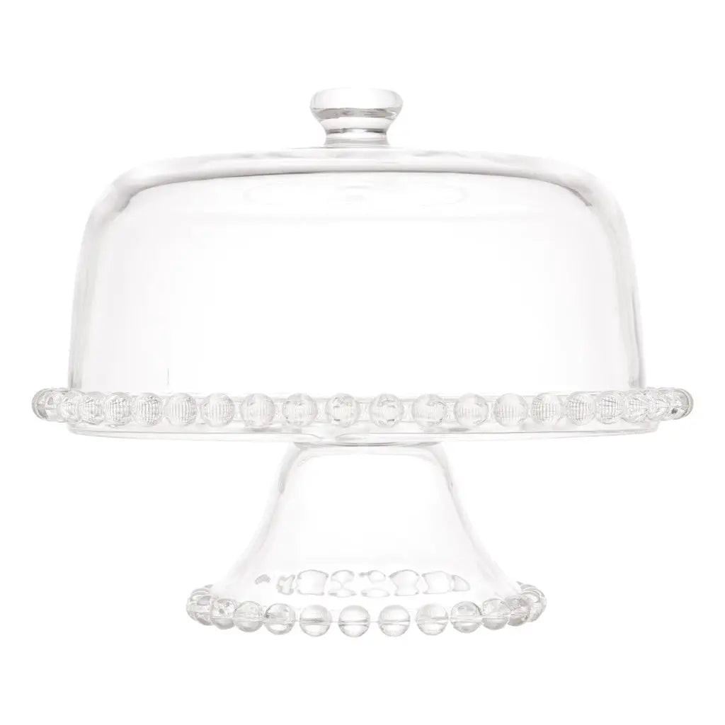 Prato de Bolo / Boleira de Cristal com Pé e Tampa Pearl Wolff AgoraFacilita