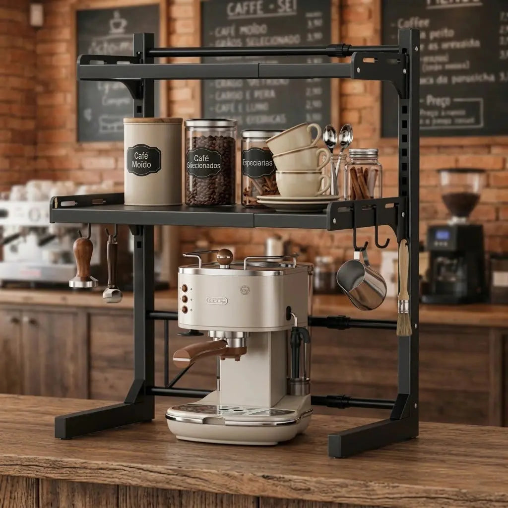 Rack Suporte Para Microondas Prateleira Organizador Ajustável de Cozinha Com 2 Camadas AgoraFacilita