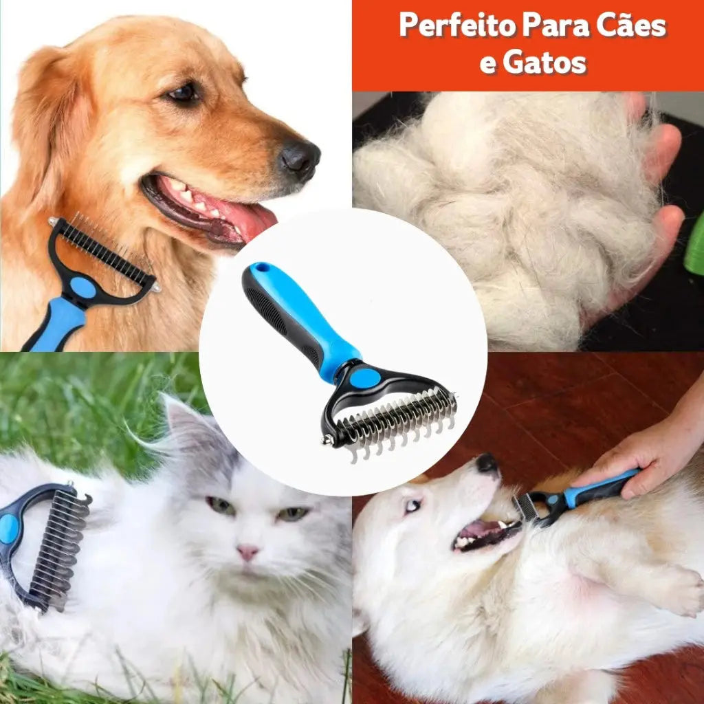 Rasqueadeira Para Cães Gatos 2 em 1 Remove Pelos Mortos e Desembola com Conforto AgoraFacilita