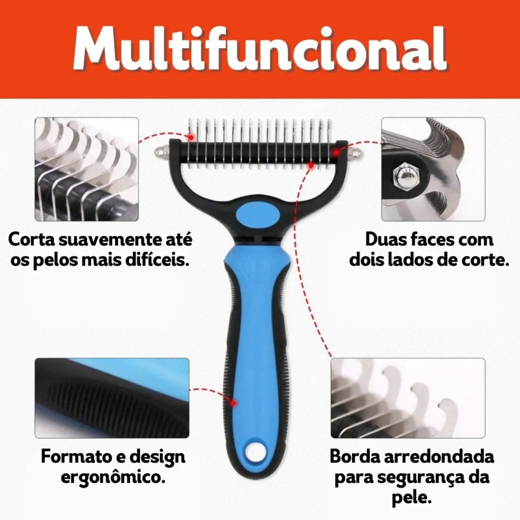 Rasqueadeira Para Cães Gatos 2 em 1 Remove Pelos Mortos e Desembola com Conforto AgoraFacilita