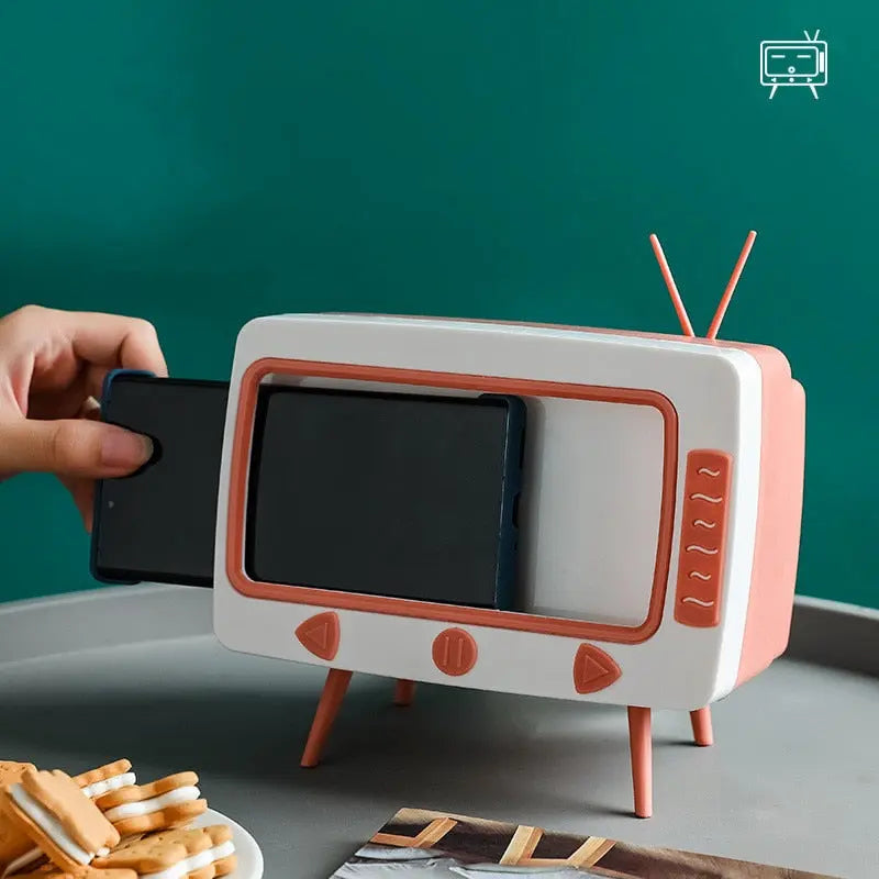 RetroBox - TV Retrô Suporte Para Celular e Lenços 2 em 1 AgoraFacilita