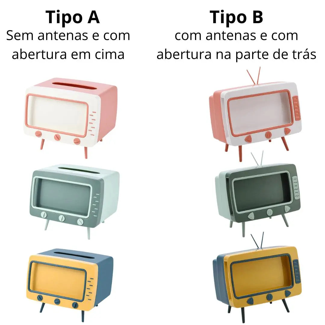 RetroBox - TV Retrô Suporte Para Celular e Lenços 2 em 1 AgoraFacilita