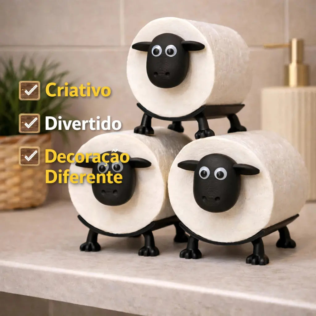 Suporte Para Papel Higiênico Ovelhas Porta Assessórios de Banheiro AgoraFacilita
