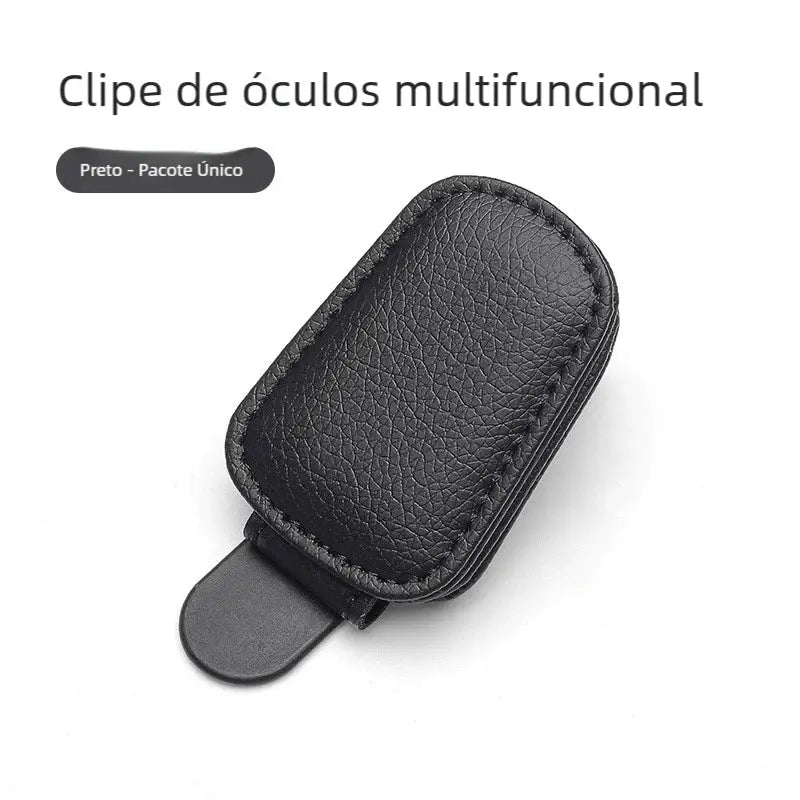 Suporte Premium para Óculos de Sol Carro: Clip Cartão, Porta-Bilhete Seguro e Estojo Caneta AgoraFacilita
