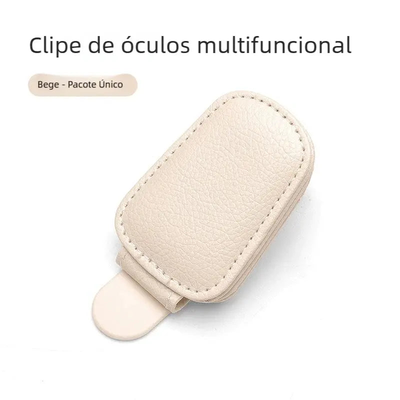Suporte Premium para Óculos de Sol Carro: Clip Cartão, Porta-Bilhete Seguro e Estojo Caneta AgoraFacilita
