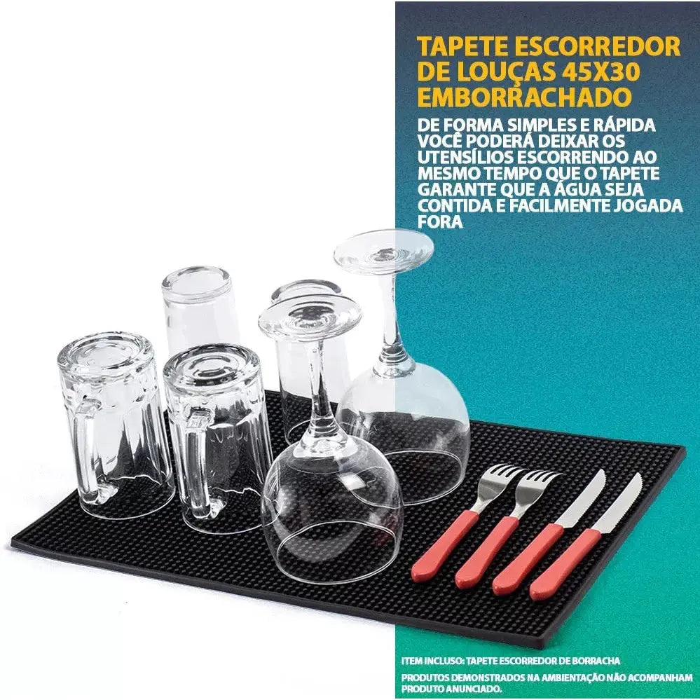 Tapete Escorredor PVC Grande 45x30 ou 30x15cm de Louças Porta Copos Prato Barmen e Bartender Para Mesa Bar Drinks Balcão AgoraFacilita
