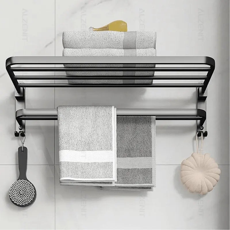 Toalheiro Duplo Preto Matte 58cm Casas Gael