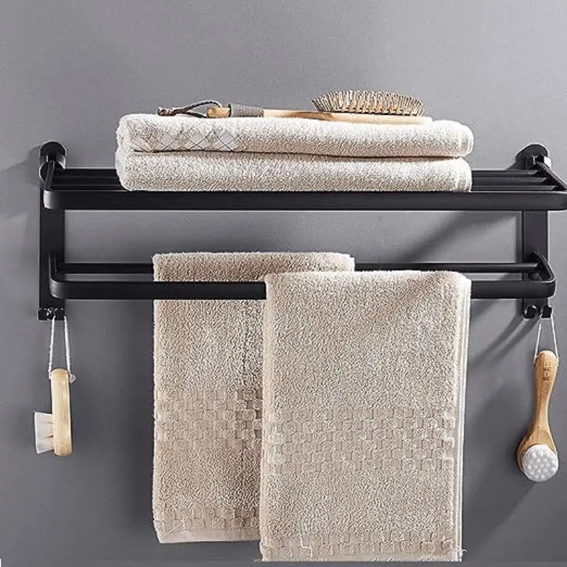 Toalheiro Duplo Preto Matte 58cm Casas Gael