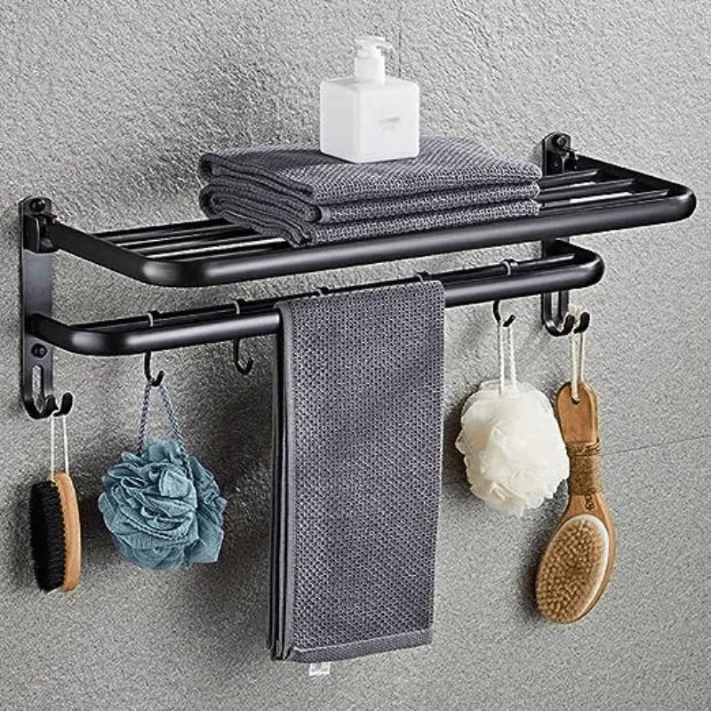 Toalheiro Duplo Preto Matte 58cm Casas Gael