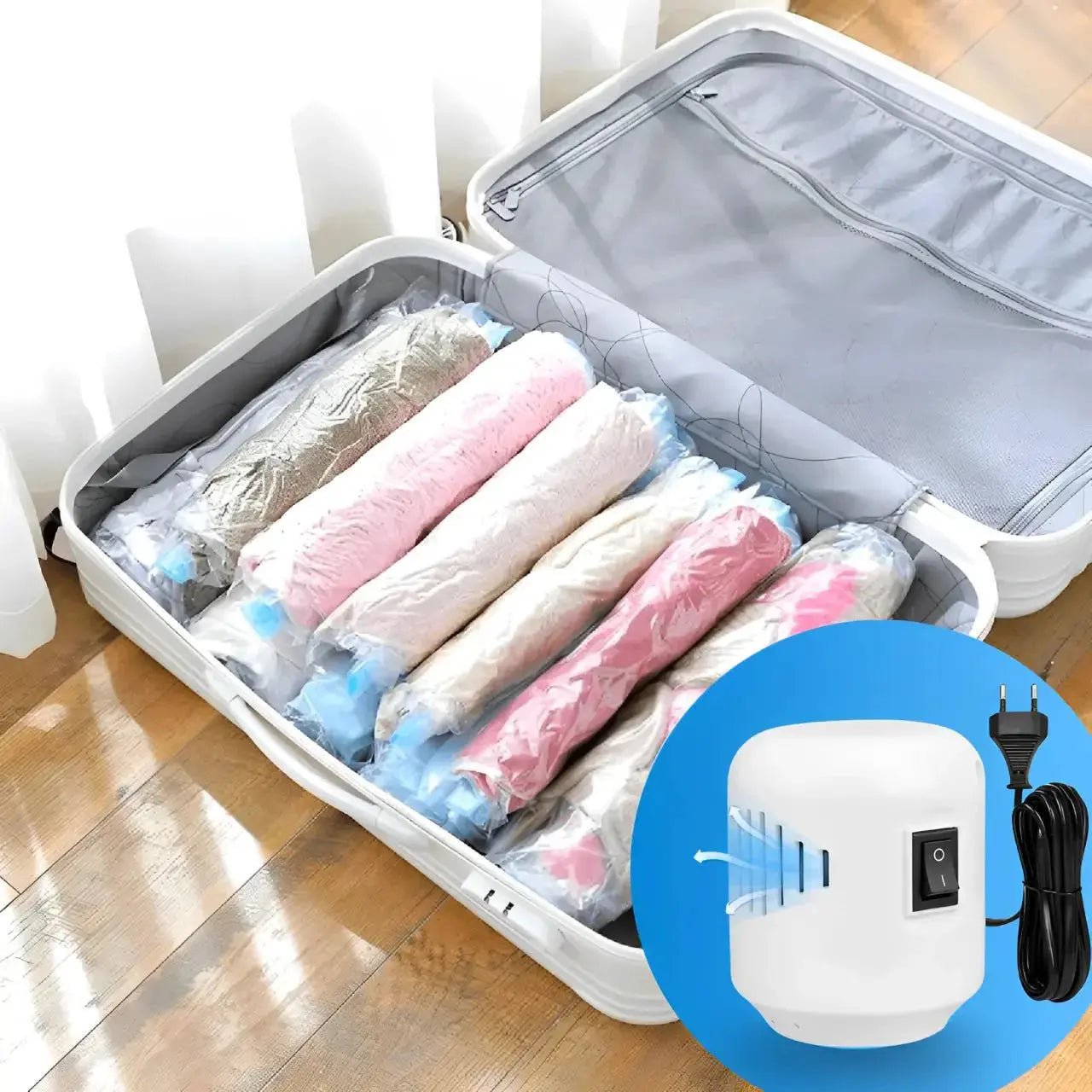 Vacuum Pro – Kit Compactador com Bomba Elétrica TOP Viagem