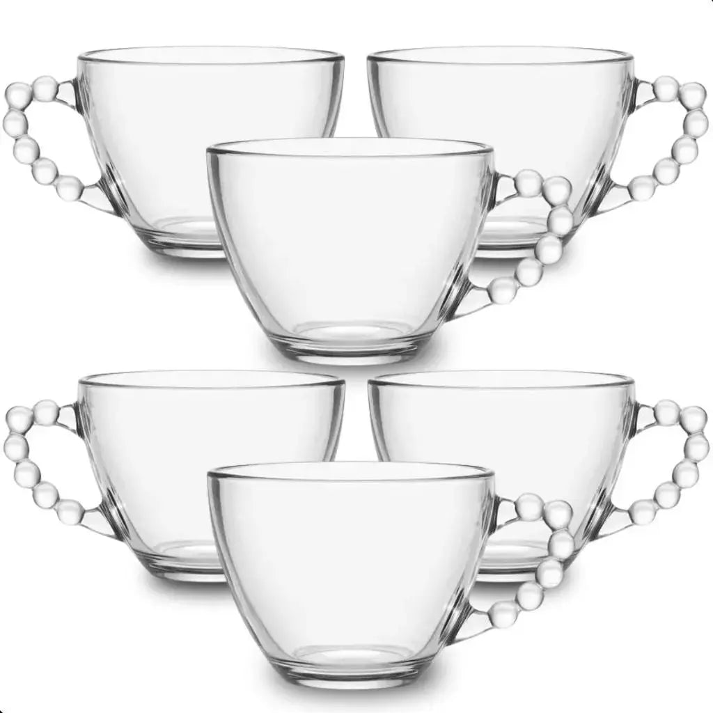 Xícara de Vidro 240ml com Alça – Jogo com 6 ou 12 Peças – Transparente, Elegante e Versátil para Café, Chá e Capuccino AgoraFacilita