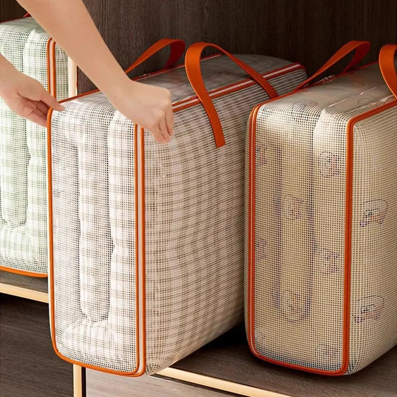 kit1/2/3 Saco Organizador para Cobertor 60x50x28cm Impermeável Zíper Duplo，Organize o guarda-roupa AgoraFacilita